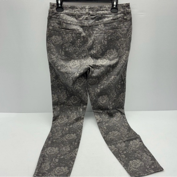 NWT Paige Anthropology Tan/ Cream Floral Hoxton Skinny Hi-Rise Luxe Coated Jeans - Picture 3 of 9